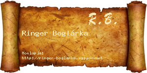 Ringer Boglárka névjegykártya